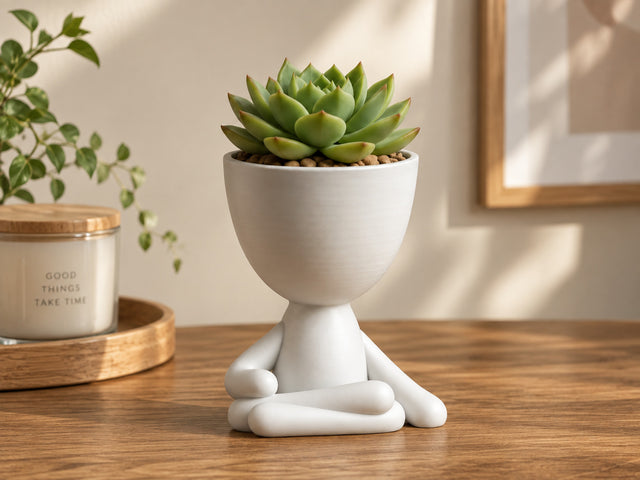 Vaso Para Plantas Decorativo Sentado Yoga Suculenta Cacto