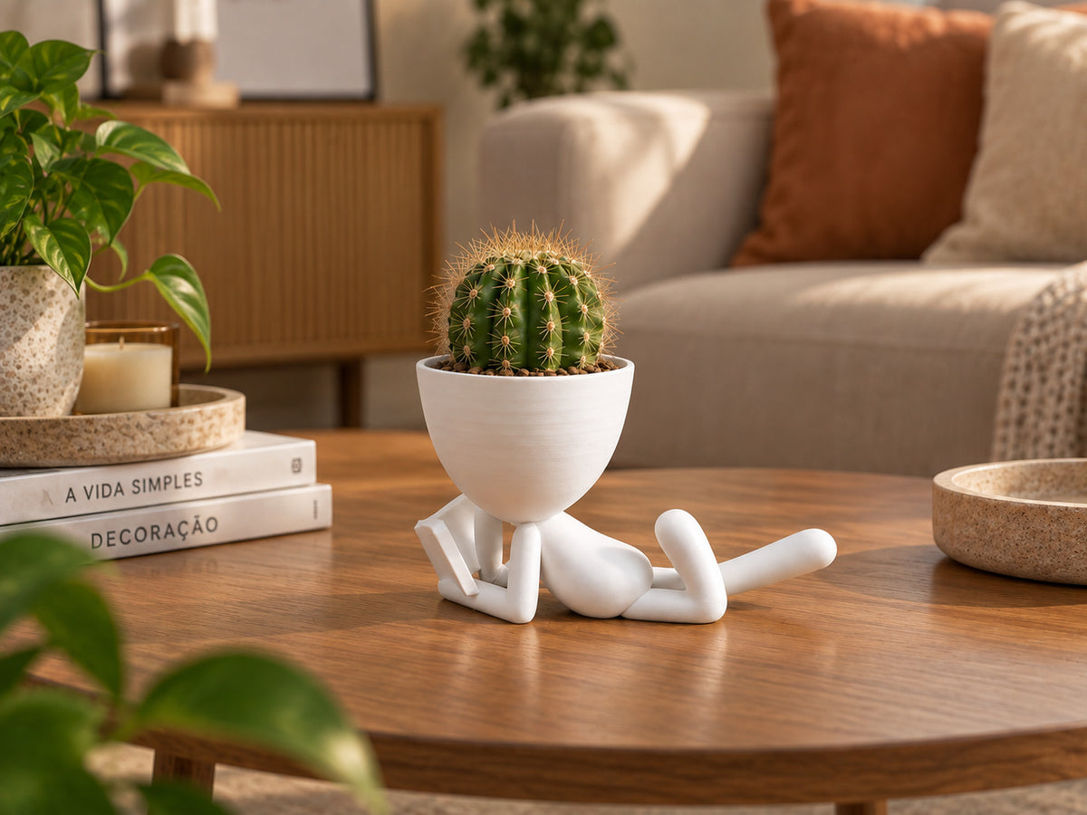 Vaso Para Plantas Decorativo Sentado Yoga Suculenta Cacto