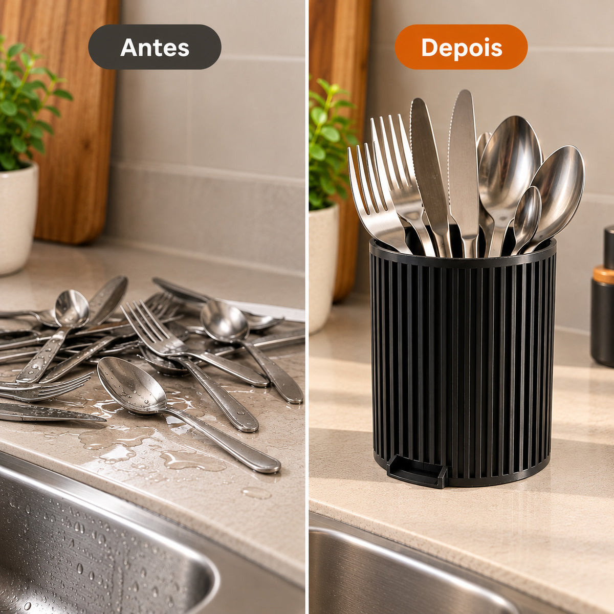 Escorredor de Talheres Ripado Dreno Cozinha
